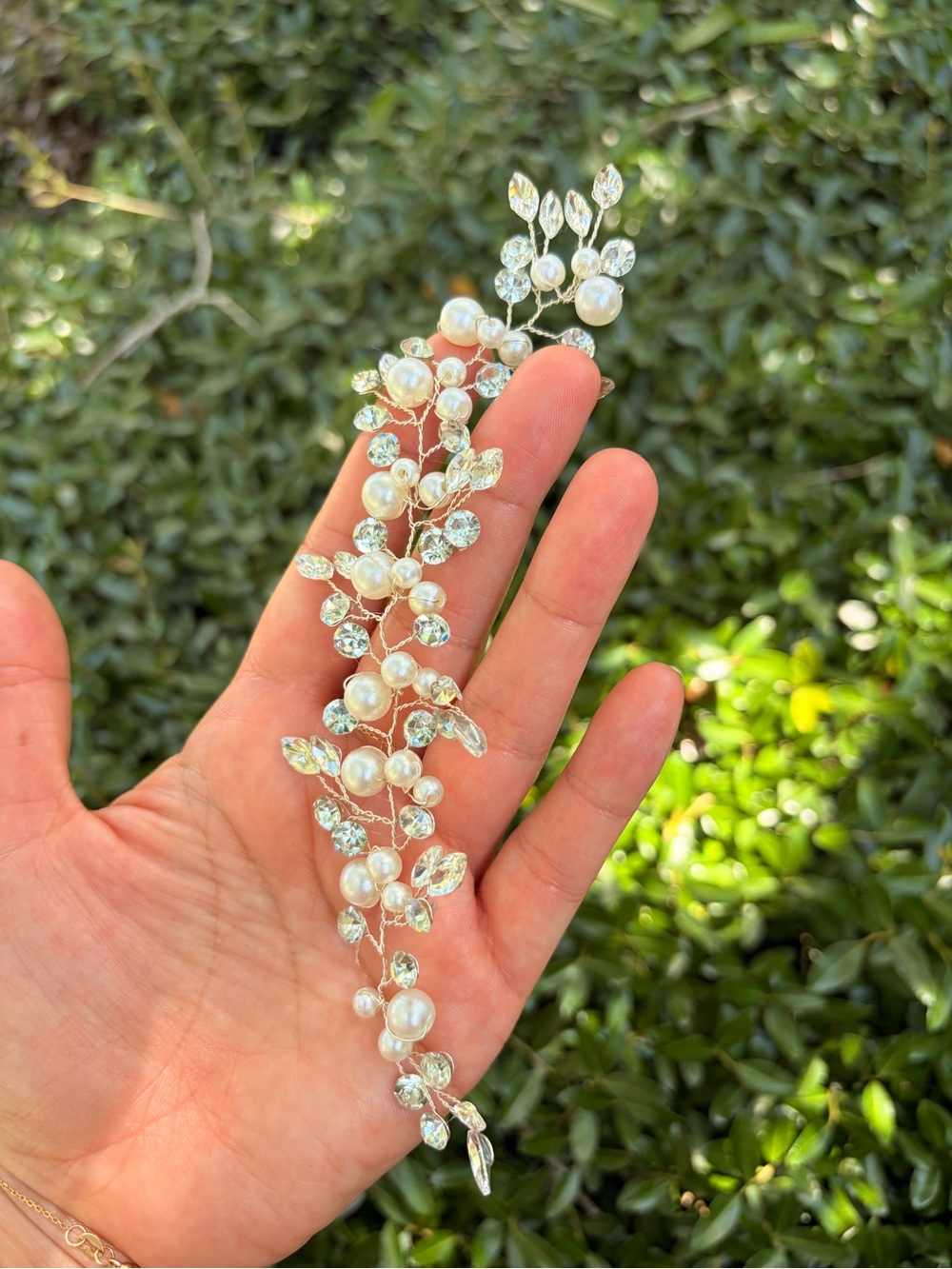 Pearl and Crystal Leaf Hairpiece Bride Hair Accessories - Picture 2 of 5